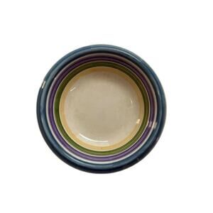 Gibson 8” Bowl Multicolored Striped Pattern Stoneware Vibrant Modern - READ